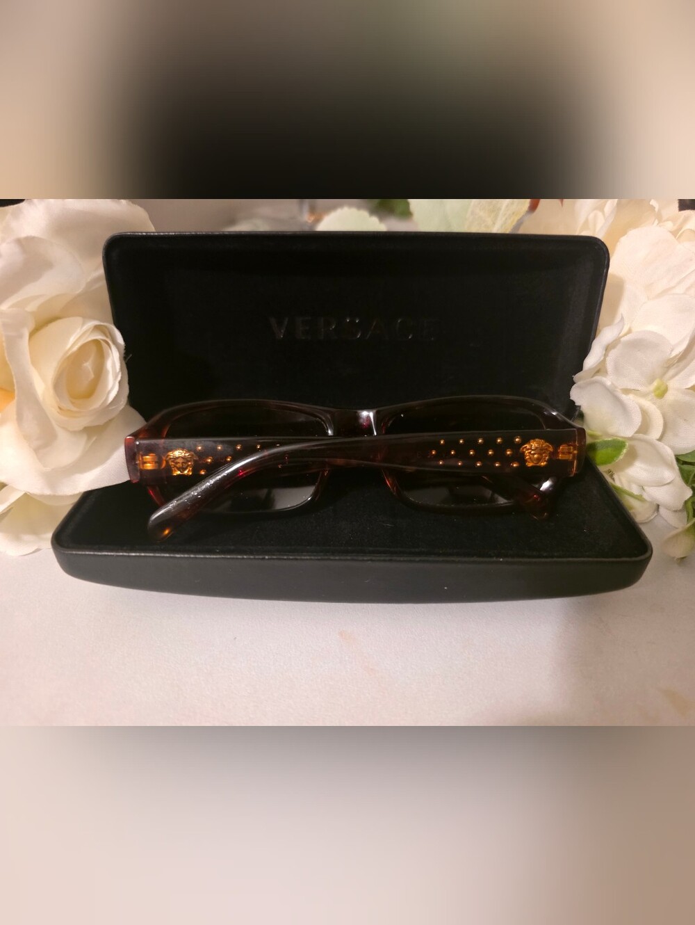 Versace Brown Tortoiseshell Sunglasses with Gold Medusa Accents